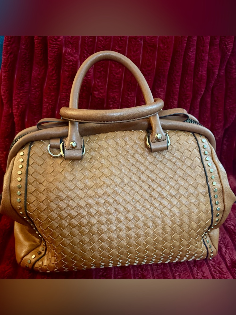 VIETA Woven Satchel Bag in Tan